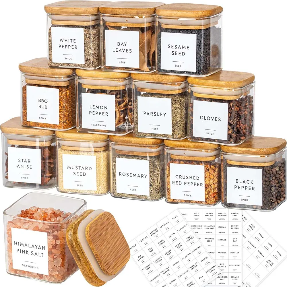 Meal Prep Glass Containers With Lids - Квадратные банки для специй на 5