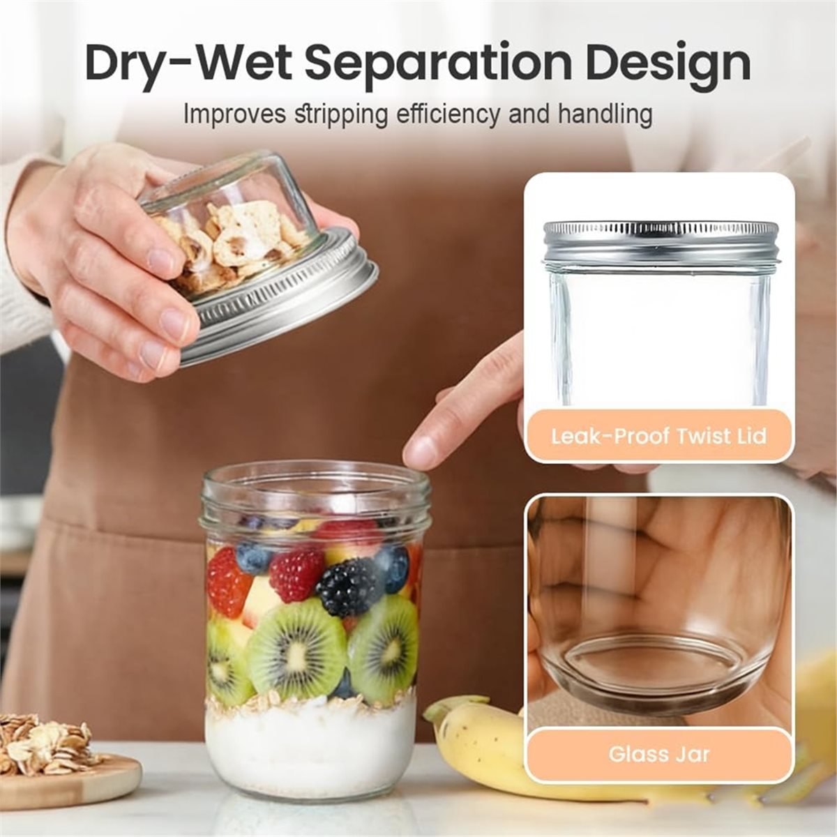 Meal Prep Glass Containers With Lids - Контейнеры BAAE для овсянки на ночь