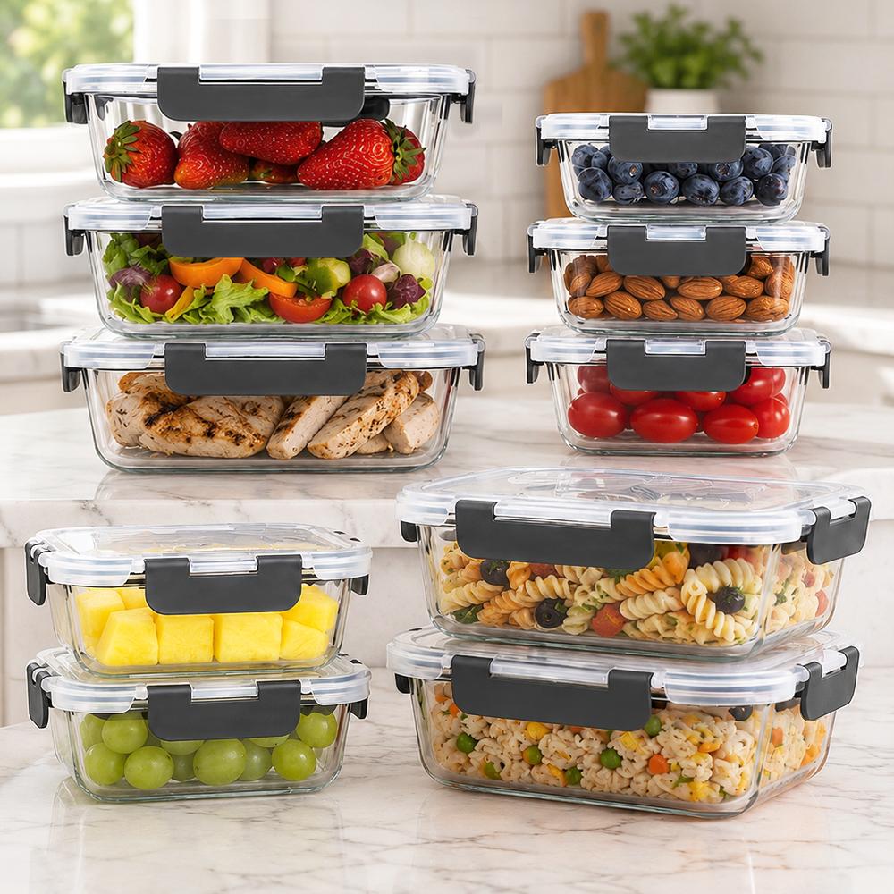 Meal Prep Glass Containers With Lids - Набор стеклянных контейнеров для хранения продуктов,