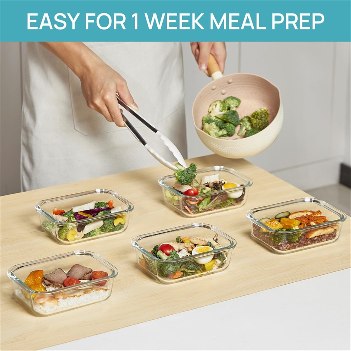 (ESTR) Набор из 5 стеклянных к – обзор и цена Meal Prep Glass Containers With Lids