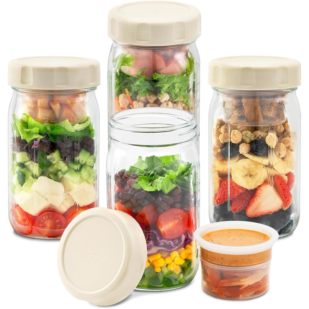 Набор из 4 стеклянных банок дл – обзор и цена Meal Prep Jars With Lids